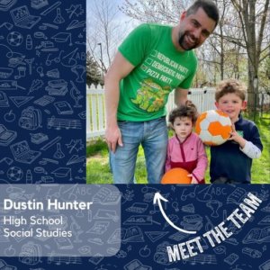 Photo of Dustin Hunter, High School Social Studies teacher at West Michigan Academy of Environmental Science